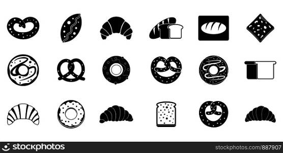 Bakery icon set. Simple set of bakery vector icons for web design isolated on white background. Bakery icon set, simple style