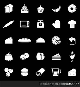 Bakery icons on black background, stock vector