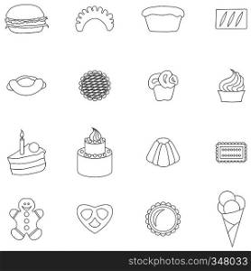 Bakery icons set in thin line style isolated on white background. Bakery icons set, thin line style