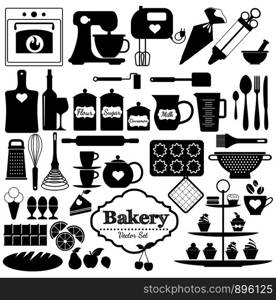 Bakery icons set. Vector elements for your design.. Bakery background.