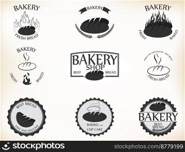 Bakery labels and badges with retro vintage style design