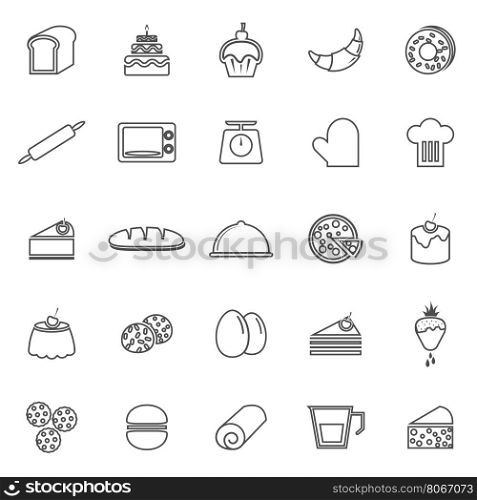 Bakery line icons on white background, stock vector