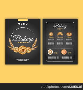 Bakery menu template. Bread and bun collection. home made , creative watercolor vector illustration design