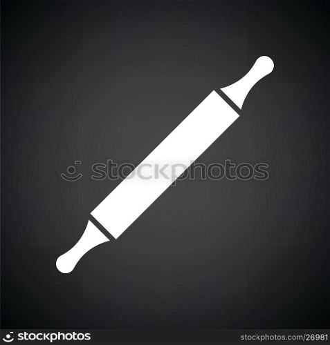 Bakery pin-roll icon. Black background with white. Vector illustration.