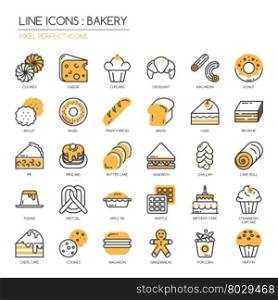 Bakery, thin line icons set , Pixel perfect icons