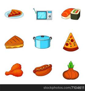 Bakeshop icons set. Cartoon set of 9 bakeshop vector icons for web isolated on white background. Bakeshop icons set, cartoon style