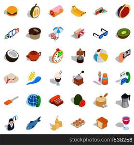 Bakeshop icons set. Isometric style of 36 bakeshop vector icons for web isolated on white background. Bakeshop icons set, isometric style