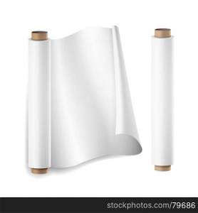 Baking Paper Roll Vector. Close Up Top View. Opened And Closed. Parchment For Baking Culinary. Realistic Illustration Isolated On White. Baking Paper Roll Vector. Close Up Top View. Opened And Closed. Parchment For Baking Culinary. Realistic Illustration Isolated