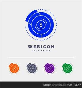Balance, budget, diagram, financial, graph 5 Color Glyph Web Icon Template isolated on white. Vector illustration. Vector EPS10 Abstract Template background
