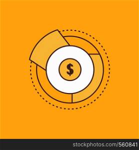 Balance, budget, diagram, financial, graph Flat Line Filled Icon. Beautiful Logo button over yellow background for UI and UX, website or mobile application. Vector EPS10 Abstract Template background