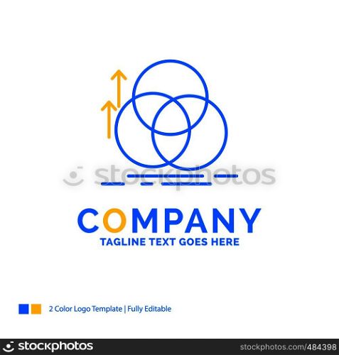balance, circle, alignment, measurement, geometry Blue Yellow Business Logo template. Creative Design Template Place for Tagline.