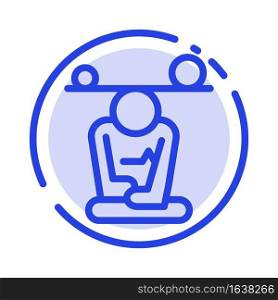 Balance, Concentration, Meditation, Mind, Mindfulness Blue Dotted Line Line Icon