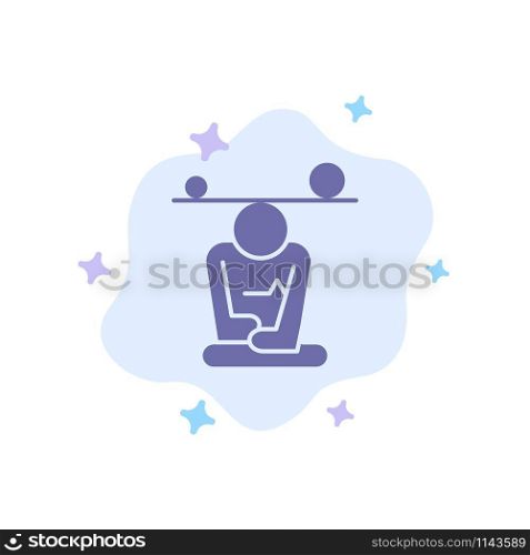 Balance, Concentration, Meditation, Mind, Mindfulness Blue Icon on Abstract Cloud Background