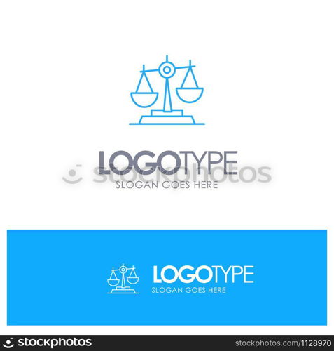 Balance, Court, Judge, Justice, Law, Legal, Scale, Scales Blue outLine Logo with place for tagline