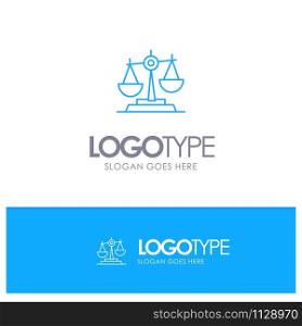 Balance, Court, Judge, Justice, Law, Legal, Scale, Scales Blue outLine Logo with place for tagline