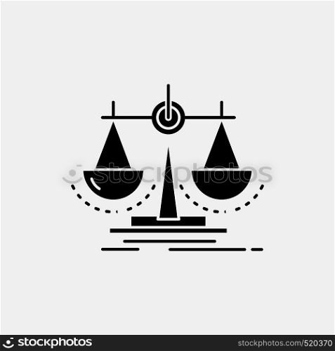 Balance, decision, justice, law, scale Glyph Icon. Vector isolated illustration. Vector EPS10 Abstract Template background