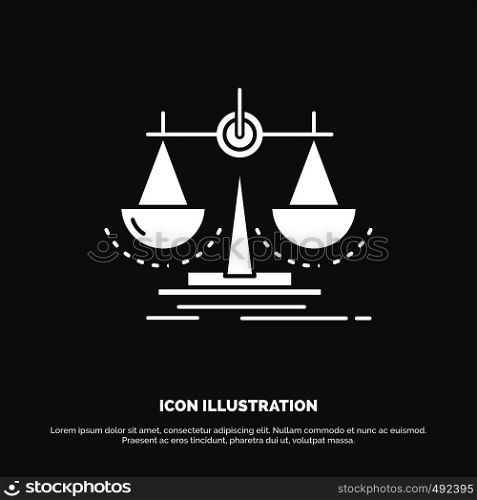 Balance, decision, justice, law, scale Icon. glyph vector symbol for UI and UX, website or mobile application. Vector EPS10 Abstract Template background