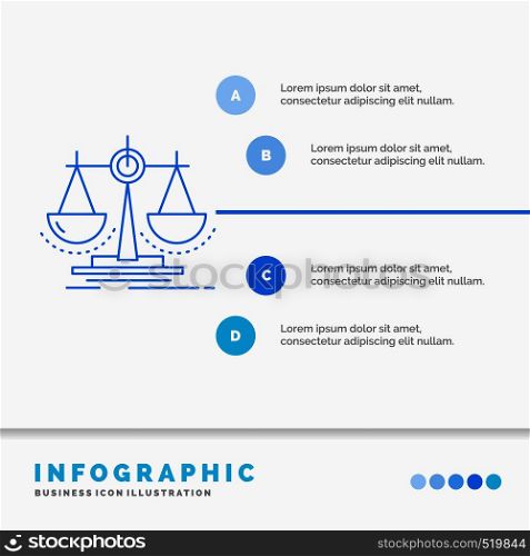 Balance, decision, justice, law, scale Infographics Template for Website and Presentation. Line Blue icon infographic style vector illustration. Vector EPS10 Abstract Template background