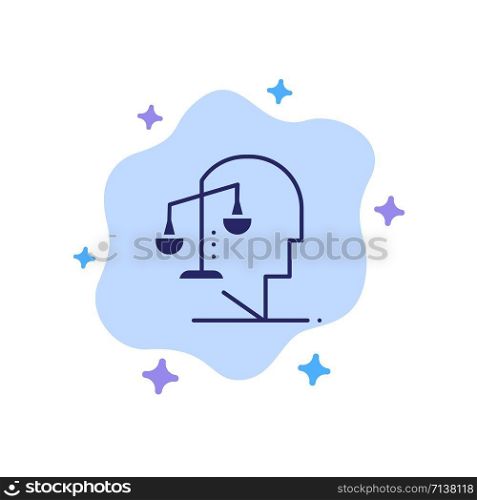 Balance, Equilibrium, Human, Integrity, Mind Blue Icon on Abstract Cloud Background