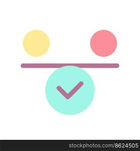 Balance flat color ui icon. Inner harmony and calmness. Comparison. Work life balance. Simple filled element for mobile app. Colorful solid pictogram. Vector isolated RGB illustration. Balance flat color ui icon