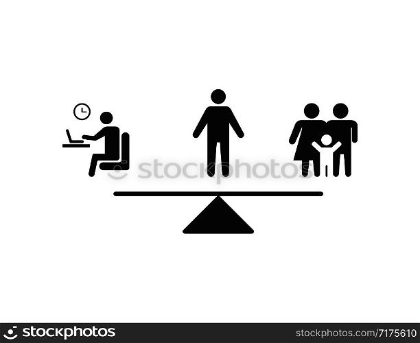 Balance icon between work and family. Difficult decision. Life style icon money or home. Choise between family and job. EPS 10. Balance icon between work and family. Difficult decision. Life style icon money or home. Choise between family and job.