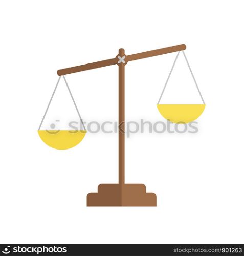 Balance icon. Law balance symbol. Justice scales icon. Flat design vector illustration.