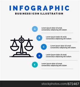 Balance, Ireland, Law Line icon with 5 steps presentation infographics Background
