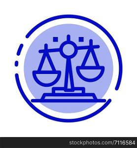 Balance, Law, Justice, Finance Blue Dotted Line Line Icon