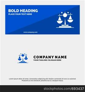 Balance, Law, Justice, Finance SOlid Icon Website Banner and Business Logo Template