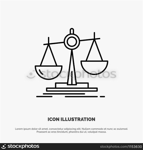 Balance, Law, Loss, Profit, Line Icon Vector