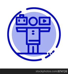 Balance, Life, Play, Work Blue Dotted Line Line Icon