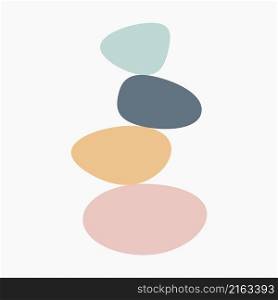Balance made of colored stones. Balance concept. Zen stones flat design style. Vector illustration.