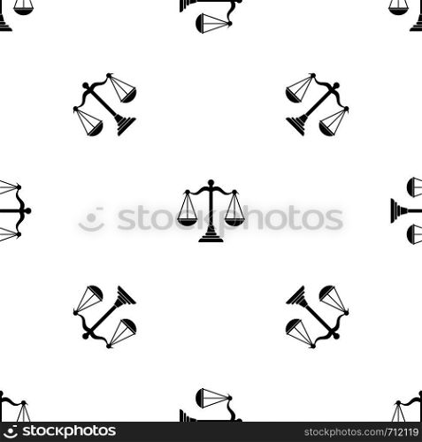 Balance scale pattern repeat seamless in black color for any design. Vector geometric illustration. Balance scale pattern seamless black