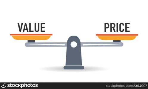 Balance scale weight for price and value. Vector conceptual illustration.. Balance scale weight for price and value. Vector illustration.