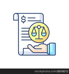 Balance sheet RGB color icon. Financial statement that reports about company money assets and business shareholders equities. Isolated vector illustration. Balance sheet RGB color icon