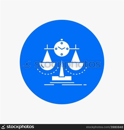 Balanced, management, measure, scorecard, strategy White Glyph Icon in Circle. Vector Button illustration