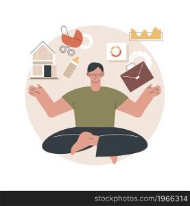 Balancing work and family abstract concept vector illustration. Work and life balance, happy family, mom doing business, dad at home, kids at office, time management, freelance abstract metaphor.. Balancing work and family abstract concept vector illustration.