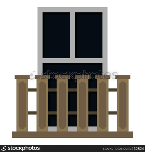 Balcony balustrade with window i icon flat isolated on white background vector illustration. Balcony balustrade with window i icon isolated