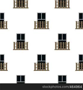 Balcony balustrade with window i pattern seamless flat style for web vector illustration. Balcony balustrade with window i pattern flat