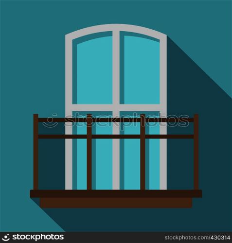 Balcony in french style icon. Flat illustration of balcony in french style vector icon for web. Balcony in french style icon, flat style