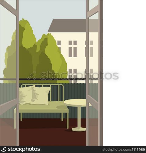 Balcony. Summer in the city. Vector illustration.