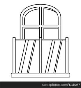 Balcony with an arched window icon. Outline illustration of balcony with an arched window vector icon for web. Balcony with an arched window icon, outline style