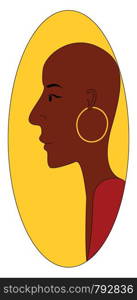Bald African girl, illustration, vector on white background.