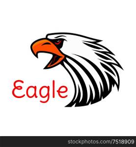 Bald Eagle head vector emblem. Crying hawk label for team mascot shield, icon, badge, label and tattoo. Falcon symbol for scout, sport, guard, club identity icon. Eagle vector emblem. Crying hawk icon