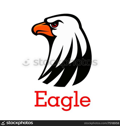 Bald Eagle head vector emblem. Hawk graphic label for team mascot shield, icon, badge, label, tattoo. Falcon symbol for scout, sport, guard, club identity icon. Eagle, hawk vector mascot emblem