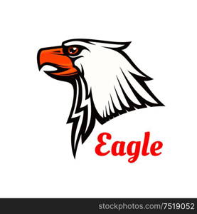 Bald Eagle icon. Hawk graphic emblem for team mascot shield, icon, badge, label and tattoo. Falcon symbol for scout, sport, guard, club. Eagle vector emblem. Hawk graphic symbol