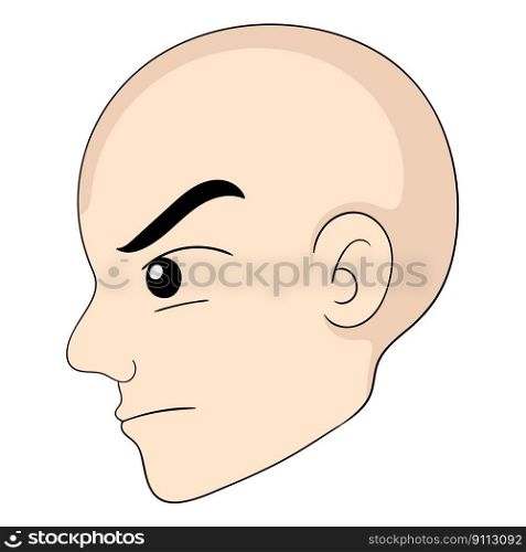 bald head boy emoticon from side. vector design illustration art