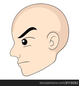 bald head boy emoticon from side. vector design illustration art