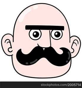 bald man head with a thick mustache