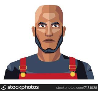 Bald worker with a beard illustration vector on white background